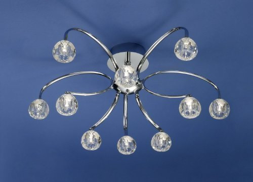 Deckenleuchte Chrom Leuchte Mars Halogen Kristall Deckenlampe