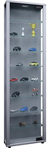 VCM 911770 Vitrine Sammelvitrine Glasvitrine Standvitrine Glas Schrank Ohne Beleuchtung Silber Edana Maxi , 113x33x18 cm