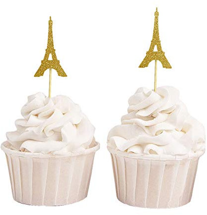 Darling Souvenir, Eiffelturm Cupcake Toppers, Hochzeitsfest Dessert Dekorationen - Packung von 20