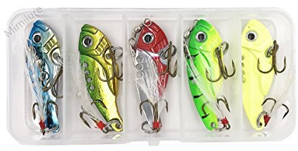 Cuillère de fileur de pêche 12g,cuillère VIB en métal coloré,leurre de pêche de Lame avec boîte de matériel de pêche