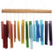 Blaues Handworks-Farbspektrum-Windspiel aus Glas und Treibholz, sandgestrahltes Glas und Fundholz, handgefertigt