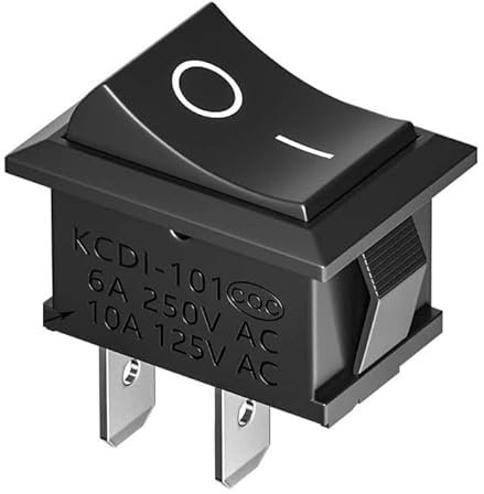 CABLEPELADO Interruptor basculante, Interruptor 2 posiciones, Interruptor 2 vias, Interruptor 2 pines, Interruptor 2 terminales, Interruptor ON/OFF SPST, 16 A 250 VAC | 10A 125VAC, Negro sin Luz