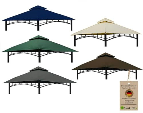 freigarten.de Ersatzdach für Pavillon 3x3 Meter Sand Antik Pavillon Wasserdicht Material: Panama PCV Soft 370g/m² extra stark Modell 6 (Marineblau)