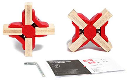 Playwood, Kreuzverbinder, Hi-Tech-Kunststoffklemmen mit Edelstahlschraube, Dicke 16-19 mm, Ideal für modulare Holzregale für Heimwerker, (Rot, 2 Stücke)