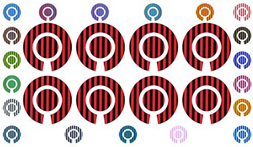 Acclaim Lawn Bowls Identification Stickers Markers 2 Full Sets of 4 Self Adhesive Striped (Red/Black)