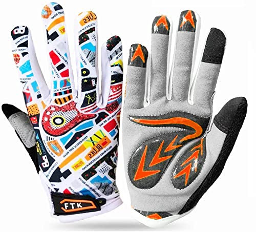 FINGER TEN Fahrradhandschuhe Kinder MTB Fahrrad Handschuhe Freizeit Vollfigner Sport mit Gel rutschfest Wert 1 Paar Gelb M, Radsport Skatehandschuhe für Sommer Jungen Mädchen 2-11 Jahre