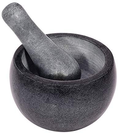 Divit Shilp Mortar and Pestle, Made of Heavy Duty Polished Hard Stone, Natural Stone Grinder For Spices, Pastes, Herbs, Seasoning etc. (Grey Original)