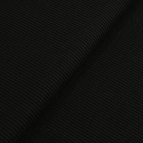 Heavy Knit Strickstoff mit Rippenoptik als Meterware zum Nähen, Schwarz