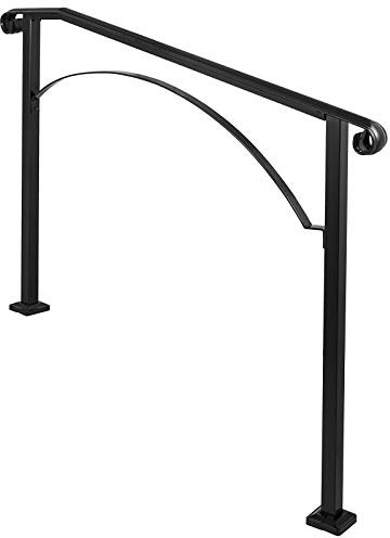 VEVOR Ringhiera Corrimano, Set Ringhiera per Scale a Arco Nero, Opaco con 3 o 4 Gradini, Ringhiera Corrimano in Ferro, Ringhiera Scale Esterne per Gradini Esterni