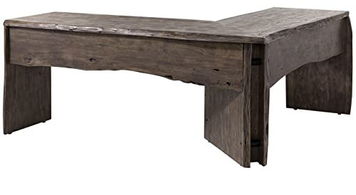 MASSIVMOEBEL24.DE Eckschreibtisch Akazie 185x163x76 grau lackiert Pure Acacia #949