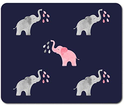 Rectangle Mouse Mat - Cute Pink Elephant Pattern Elephants 23.5 x 19.6 cm (9.3 x 7.7 inches) for Computer & Laptop, Office, Non-slip Base #44800
