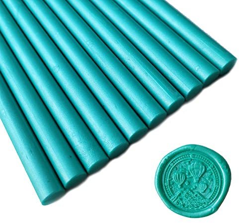 10 palillos de cera de sellado verde malaquita para sello de cera, palillos de sellado AMTOL para pistola de pegamento, ideal para invitaciones de boda,sobres de tarjetas, envoltura de regalo.