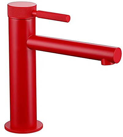 Waschtischarmatur Messing Wasserhahn Bad Luftsprudler Einhand Waschtischbatterie Einlochmontage Kaltes Und Heißes Wasser Badarmatur Mit Wasserzulaufschlauch,Rot