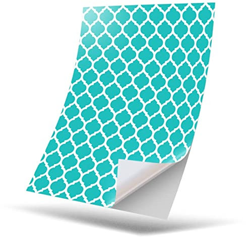1 x Vinyl Sticker A4 Rectangle Shape 210x297 mm - Aqua Teal Green Victorian Retro Pattern Art Print Decal Laptop Tablet Luggage Car Wall Fridge Door Sticker #44129