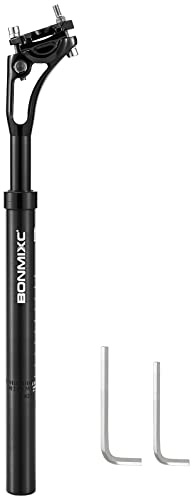 BONMIXC Federsattelstütze, 27,2 mm, 400 mm Layback, 136 kg Unterstützung für größere und große Fahrer, reduziert Windwiderstand, rutschfeste, stoßdämpfende Fahrradsattelstütze aus Legierung,