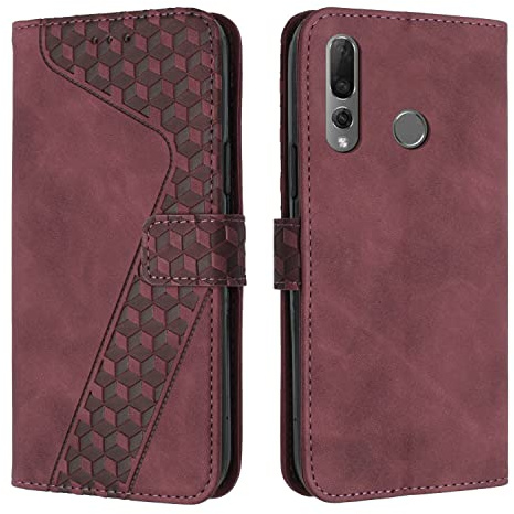 OKZone Cover per Huawei P Smart Z/Y9 Prime 2019, Custodia in PU Pelle per Huawei P Smart Z/Y9 Prime 2019, Custodia a Libro Portafoglio con Magnetica e Slot per Carte Wallet Case Flip Cover (Rosso)