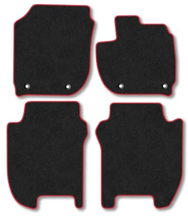 Fits Honda Jazz (2015-2020) [Automatic] Carpet Car Mats | Red Edge Trim Tailored Fit Floor Mats Full Coverage Protection Accessories Easy Clean Anti Slip Made in the UK