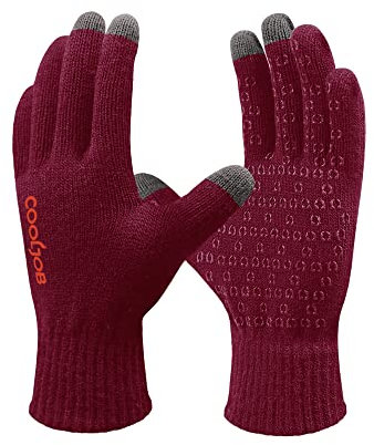 COOLJOB Handschuhe für Herren und Damen, Winter Warme Strickhandschuhe mit Touchscreen, Anti-Rutsch-Silikon-Punkte, Laufen, Fahren, Radfahren, Gehen, Wandern