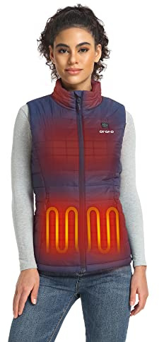 ORORO Women's Heated Gilet with Power Bank, Heated Vest Women Up to 10 Hours of Warmth (Navy Blue,M)