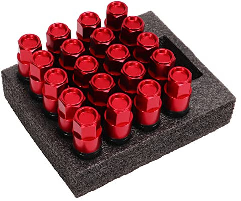 20 Pièces M14x1.5 Boulons de Roue de Siège Conique écrous de Roue Boulon de Roue Conique pour Accessoires de Voiture Universels (Rouge)