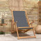 Homgoday Strandstuhl Klappstuhl Massivholz Teak grau