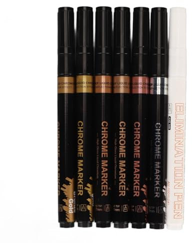 Ensemble de Marqueurs Miroir or Rose avec Stylo D'élimination, Stylo de Peinture Métallique Résistant à la Décoloration, Pointe de 0.7mm pour Bois de Verre de Carte
