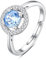 INFUSEU Geburtsstein Ring, 925 Sterling Silber Geburtsstein Aquamarin Ringe für Damen Juni Personalisierbar Verstellbar Offene Bänder Zirkonia Ringe Geschenke für Frauen Mädchen