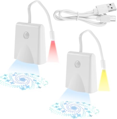 2Pcs Projectable Toilet Light Automatic Motion Activated LED Bathroom Toilet Bowl Night Light Sensor LED Color Changing Waterproof Toilet Seat Light for Home Bathroom Toilet