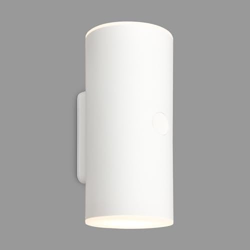 BRILONER - LED Wandlampe Akku mit Touch, dimmbar in Stufen, 15 min. Timer, Aussenlampe, Wandleuchte aussen, LED Strahler außen, Außenleuchte, Außenwandleuchten, 15,5x7x8 cm (HxBxT), Weiß