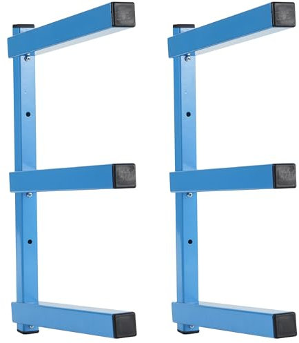 Sinoer Garage Holz Lagerregal, Blaue Spritzbeschichtung, Schwerlaststahl,Wandregal mit 3 Schichten Wandmontage für Innen & Außen -2er Pack