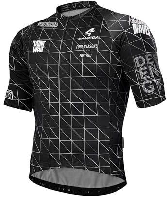 LAMEDA Radtrikot Herren Kurzarm MTB Rennrad Trikot Sommer Atmungsaktiv Elastisch Schnell trocknend T-Shirts Fahrradtrikot für Radsport Laufen Outdoor Sport Schwarz L