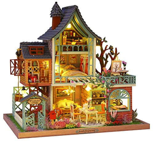 CRIOLPO DIY Puppenhaus Tinyatur Haus, Kreativraum Mit MöBeln, Tiny House Bastelset, Tinyatur Puppenhaus Kit, Tinyatur-HausbausäTze FüR Erwachsene, Um Ihrer KreativitäT Freien – Geheimes Dschungelreich