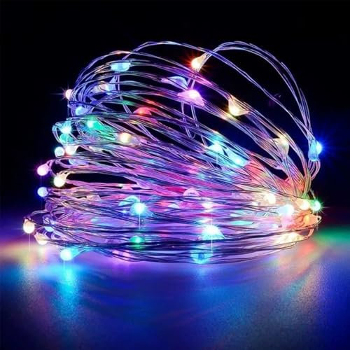 Luci Stringa LED, 5M 50 LED Catena Luminosa con 8 Modalità Lucine Led Decorative, Luci Natale Impermeabile per Interni e Esterni, Camere da Letto, Giardino, Matrimonio, Albero (1 Pezzi colorato)