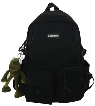 CMZYBBD Schulrucksack Unisex Schultasche Für Mädchen Jungen,14 Zoll Laptop Rucksack Für Schule Teenage Casual Daypacks Reise Rucksack Für High School College Arbeit Buchtasche-schwarz