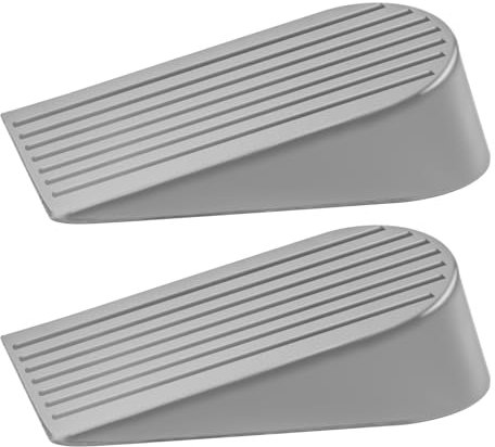 Door Stoppers 2 Pack, Extra Large Door Wedges Rubber Door Stops, Non-Slip, Heavy Duty Door Stoppers for Floor, Indoors Outdoors Door Stop Holder, Grey