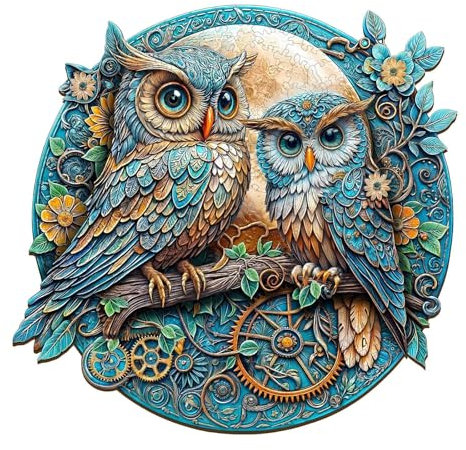 Pijesaksa Wooden Owl Puzzle, Embossed, 285 Pcs, Intermediate, 10+ Years, 13.4 * 12.8 inches, Custom Shape, Basswood, Jigsaw, Adults