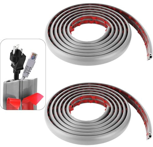 Oungy Lot de 2 goulottes de câbles autocollantes - Gris - 3 m - Pour tous les câbles d'alimentation, bureaux, appartements, hôtels, etc - 30 mm x 10 mm