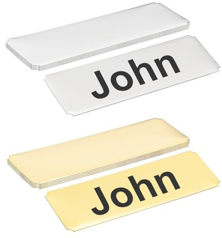 PATIKIL 3x1 Stainless Steel Laser Engraved Mount Metal Name Plate, 10 Pack Self Adhesive Sign Personalized Custom Blank Plate for DIY Laser Printing, Notched Corner Silver/Gold