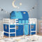 Kelaflaf Hochbett für Kinder, halbes Bett mit blauen Vorhängen und Tunnel Schlafzimmermöbel für Spaß und Raumoptimierung, Weiß 205,5 x 95,5 x 113,5 cm