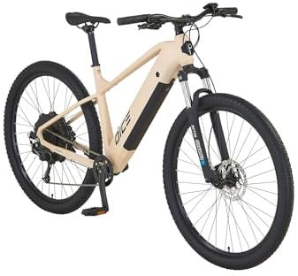 Prophete DICE 2.0 E-MTB 29 – Enovation Hinterradmotor 48V, 250W, 46Nm, 9-Gang Kettenschaltung, 130 km Reichweite, Suntour XCT Federgabel, Hydraulische Scheibenbremsen, Sandbeige