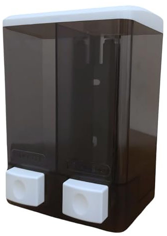 GUSTO Dispenser Doppio da Muro Manuale Sapone 500 ml x 2 Con Chiave Serratura Shampoo Bagnoschiuma Doccia per Bagno Palestre Ristoranti Hotel Ospedali (1 Pezzo - Dispenser Doppio)