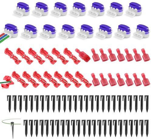 Rasenroboter Zubehör,Erdnägel Mähroboter, Kabelverbinder Mähroboter, Anschlussklemmen,Begrenzungskabel Verbinder,T-Abzweigverbinder (Schwarz/A)