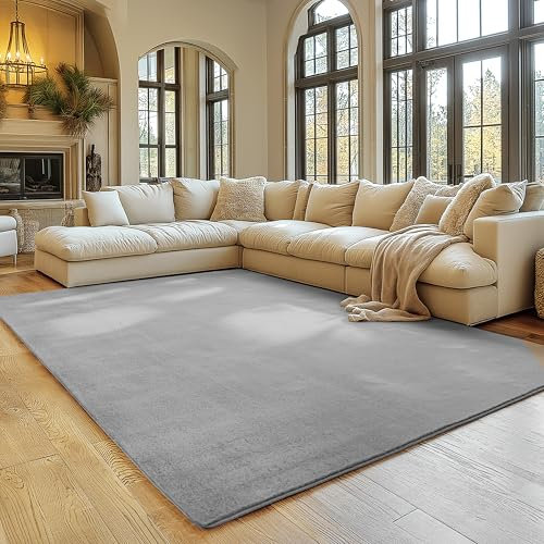 SIMPEX Teppich Wohnzimmer Silber 140x200 cm Kurzflor Teppich Waschbar, weich & rutschfest, modern einfarbiges Design für Wohnzimmer, Küche Schlafzimmer, & Kinderzimmer