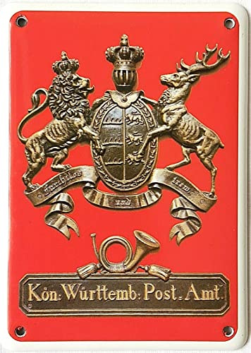 Emaille Schild 14x10 cm Königlich Württembergisches Postamt Sonderedition historisches Motiv Sammler Geschenk Email Schild Wand Deko GEBRAUCHT