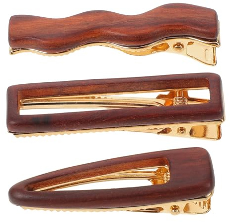 SAFIGLE 3 Stück-pack Holz Haarspangen für Mädchen Leichte Kleine Haarklipse im Minimalistischen Chinesischen Stil für Festival und Alltag Elegantes Haarstyling Zubehör