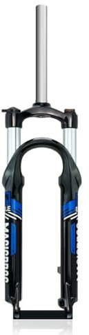KANGXYSQ 20/24 Zoll Mountainbike Federgabel 1-1/8 Zoll Gerade Mechanische Gabel 100Mm Federweg QR 9 Mm Scheibenbremse Fahrrad Federgabel Manuelle Verriegelung(Black Blue,24inch)