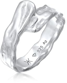 Kuzzoi Herrenring massiv Bandring (12 mm) Used Design 925 Silber | Ring gehämmert für Männer Ringgröße 60 - 66