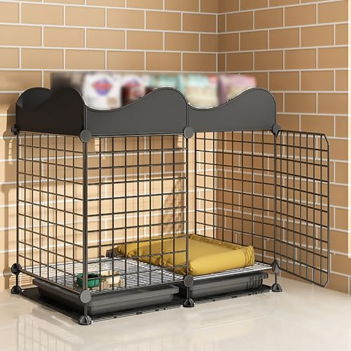 IXMLDAXD Hundekäfig, Hundekäfig aus Metalldraht for den Innenbereich, Faltbarer Welpen-Hundekäfig, Hundehütte, mit abnehmbarem Tablett, leicht zu reinigen und zu montieren