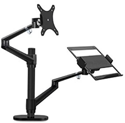Monitor Stand, Aluminum Silver Ergonomics 10-17 Desk Laptop Stand 32 Monitor Desktop Bracket Computer Mount Full Motion Column Bar(Long pole black)