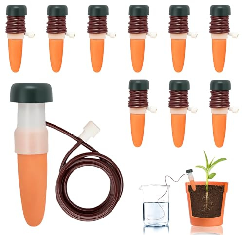 FANGCCC Sistema de riego automático para plantas, conos de arcilla para plantas en maceta, balcón y plantas de interior, riego de vacaciones, interior y exterior (naranja-10 unidades)
